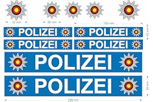 beihaasnatuerlich® Polizei Aufkleber - 11-teiliges Sticker Set - Kratzfest - wetterbeständige Folie - Zubehör für Bobbycar, Fahrrad, Laufrad, Modellbau, Bike, Boot, Auto, Playmobil - Plakette RC