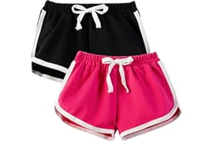 JinBei Pantaloncini Bambina, 2-Pack Ragazze Casual Pantaloni Estivi Sportivi Allentato Pantaloncini Corti Attivi Fitness Corrono Ballano Ciclismo Sport Abbigliamento Bambini Shorts 4-14 Anni