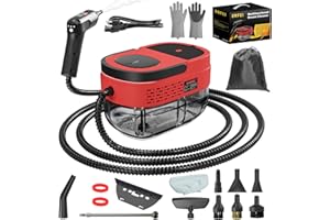 ERFEI Handheld Steam Cleaner for Home, 2500W High Temperature Pressurized Machine, 1.6L Water Tank, Handle-Controlled Steam Output, Portable Cleaning Steamer for Car, Bed Bug, Furniture, Couch (Red)