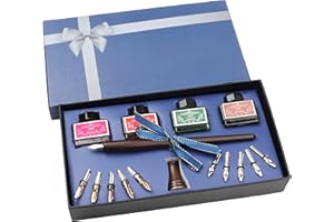 BELLE VOUS Kit de Calligraphie avec Stylo Plumes, Support, Bouteilles d’Encres et Plumes (16 Pièces) - Stylo Plume Calligraphie - Idéale pour Débutants et Adultes