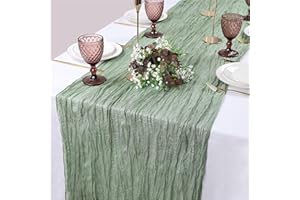 YFJSML Runner da Tavolo, 90 x 300cm Runner da Tavolo in Chiffon, Verde Decorazione da Tavola, Runner Verde Salvia, Decorazione da Tavola per Feste Compleanno Matrimonio
