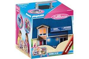 PLAYMOBIL 70985 Maison transportable - Dollhouse - avec Trois Personnages, Salle de Bains, Chambre, Salon et Cuisine - Tout équipée - La Maison Traditionnelle - s'ouvre s'emporte Partout - Dès 5 Ans