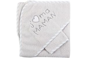 FC ESHOP - Sortie de bain j'aime ma maman + gant gris bébé - FC ESHOP