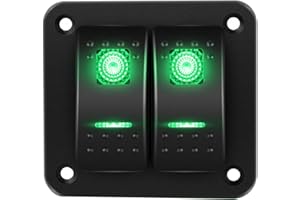 RUNCCI-YUN 12V-24V KFZ schalter,Schalter Panel,12V/24V Wippschalter Panel Wasserdicht Rocker Kippschalter Panel mit LED Licht +DIY Aufkleberetiketten für Auto RV Marine Boot Wohnmobil (Grün)