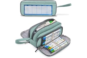 ‎YOMMIE Yommie Vintage federmäppchen Federtasche mit Reißverschluss Federmappe Leinwand Schlamperetui Stiftemäppchen Etui Organizer Kosmetiktasche für Teenager Mädchen Jungen Türkisblau