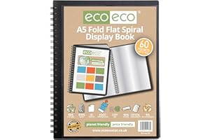 eco-eco A5 50% Recycled 60 Pocket Fold Flat Spiral Bound Display Book, eco138