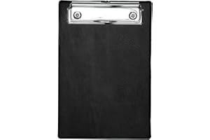 MAUL A6 2335690 - Portablocco con rivestimento in pellicola, con morsetto, con occhiello per appenderlo, formato DIN A6, colore: Nero