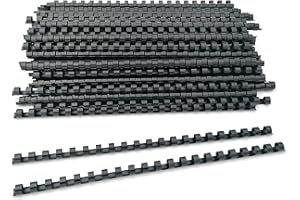 Alevar Dorsi in Plastica a Spirale per Rilegatura, 21 Anelli Diametro 10 mm, Formato A4, Capacità da 41 a 55 Fogli, Colore Nero, Confezione da 100 Pezzi