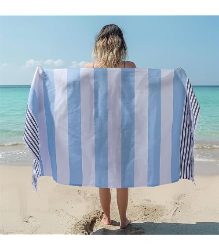 Fouta Drap De Bain 180x100 Cm - 100% Coton - Pour Hammam, Plage, Piscine - Léger, Absorbant, Transport Facile - JEMIDI