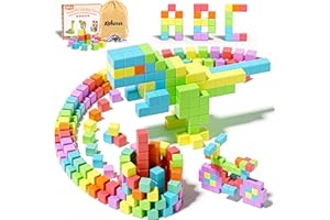 Apluses Magnetische Bausteine 42-Teiliges, Magnetbausteine Kinder ab 3 Jahre, Montessori Magnetwürfel, Kreatives Lernspielzeug für Jungen Mädchen, Sensorik Bausteine mit Tragetasche