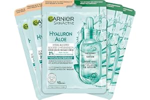 Garnier tygmask, ansiktsmask för alla hudtyper, uppfriskande och fuktgivande, med hyaluronsyra och aloe vera, Hydra Bomb, 5 x