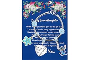 Gamtoise Stitch Bracelets Bracelets Gift for Girls Silver Pendant Adjustable Jewellery Stitch Cartoon Reminder Gift for Daughter Sisters Friends Colleague Birthday Christmas