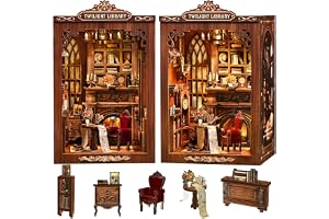 Book Nook-kit i trä Kreativt 3D-dockhus med LED-ljus
