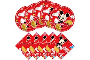 Hysnol Mickey Mouse Birthday Party Supplies, include 20 Plates and 20 Napkins, Mickey Mouse Birthday Party Decorations