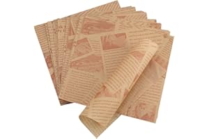 Hejo 200 Papier Emballage Alimentaire, Anti Graisse Alimentaire Ecologique, Idéal pour Pain Sandwich Hamburger Frites, Emballage de Cadeaux Pâtisserie (18x18cm)