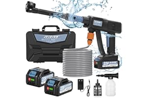 JVISION Cordless Pressure Washer, Portable Power Washer for Patio and Car, 6 in 1 Cordless Power Washer with 5M Hose, Battery Jet Washer with 2 Battery, Cordless Jet Washers/Pressure Washers (Black)