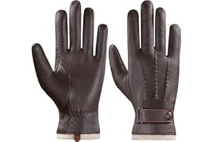 Acdyion Men's Touchscreen Genuine Leather Gloves Winter Warm Soft Wool Lining Leather Gloves Casual Outdoor Driving for Cold Weather