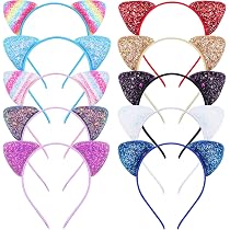 Serre-Têtes Oreilles De Chat - 2 Pièces Réversibles Noir Et Blanc - Accessoire Cosplay Et Fête - Polyester Doux
