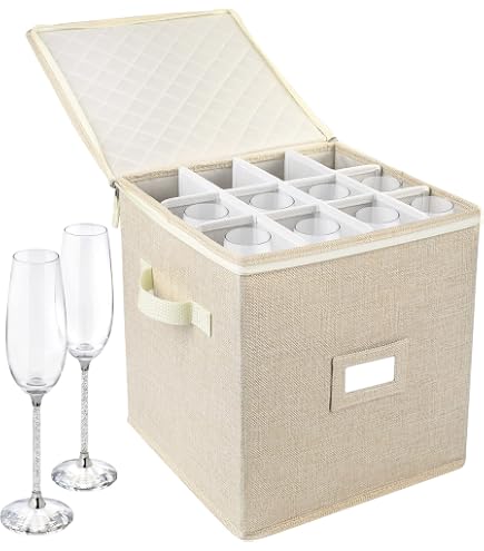 2x Geschirr-Aufbewahrungsbox Mit Deckel – 30,5x30,5x20,3 Cm, Mit 12 Filzteilern Pro Box, Hellgrau
