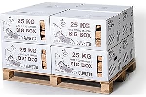 FE.MI.RO. BIG BOX FEMIRO - Legna da ardere in SCATOLE da 25 Kg. Legna di olivo su bancale ideale per camini, stufe, forni, pizzerie e barbecue. Confezioni da 25 a 500 kg. (200 Kg)
