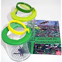 EDU-TOYS 2er Set Becherlupen mit Lupenheft, Faltbare Lupendose und Becherlupe 2fach 3,5fach