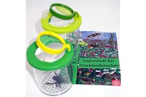 EDU-TOYS 2er Set Becherlupen mit Lupenheft, Faltbare Lupendose und Becherlupe 2fach 3,5fach