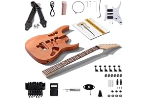 Leo Jaymz DIY Electric Guitar Kits in IBZ Style - Mahogany Body and Maple Neck - All Components Included (7V)