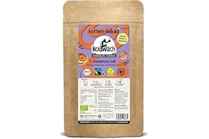 ‎KOAWACH Koawach Cinnamon Roll Kakaopulver Trinkschokolade – Koffein Kakao Typ Zimtschnecke mit Guarana Vegan heiße Schokolade Getränk mit Rohrohrzucker Backkakao Bio Fairtrade 500g