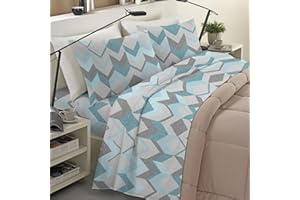 BANZAII TEXTILE INNOVATOR ONLINE Banzaii Completo Lenzuola Singolo Invernale in Flanella Felpate 100% Cotone Anti-Pilling 1 Piazza Atena Acquamarina