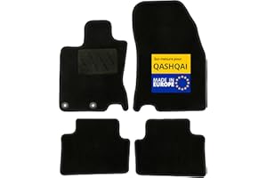 DBS – Tapis de Voiture - sur Mesure pour Nissan Qashqai (04/2014-05/2021) – Antidérapants avec Clips de Fixation – 4 Tapis Auto Avant/arrière – Moquette Noire
