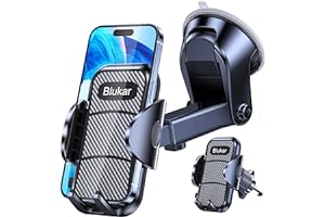 Blukar Car Phone Holder, Adjustable Car Phone Mount Cradle 360° Rotation - 4 in 1 Super Stable for Dashboard/Windscreen/Air Vent, One Button Release for All 4.7 to 6.7 inch Smartphones