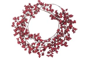 Ashuxxn Agrifoglio rosso artificiale bacche decorative bacche rosse artificiali per albero di Natale, artigianato fai da te, matrimoni, vacanze, decorazione invernale, 180 cm
