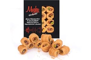 Mughe Gourmet -Regalos de dulces de baklava de pistacho Esh El Bulbul en tamaño bocado- Postre de baklava de pistachos turcos en una caja de regalo 150g - Pastelería de baklavas ideal para regalar