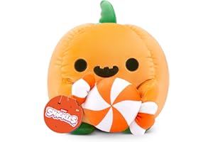 Snackles Halloween Serie 1, 20 cm großes Plüschspielzeug (Moon) von ZURU, Plüschspielzeug mit Snack-Accessoire, Jack-o-Lantern with Lolly