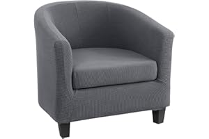 Souarts 2 Piece Tub Chair Slipcover Stretch Armchairs Chair Cover Elastic Jacquard Removable Washable Tub Chair Covers Protectors for Room Living Room Office Reception (Light Gray)