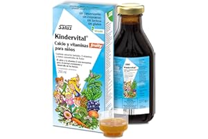 Salus - Kindervital Fruity, Suplemento Multivitamínico para Niños, en Botella de 250 ml, Aporta Calcio y Vitamina D para el Crecimiento - Elaborado con Hierbas Selectas y Zumos Concentrados