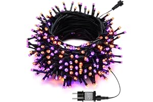 Joomer Decoracion Halloween Guirnalda Luces Exterior, 20M 200LED Halloween Guirnalda Luces, 8 Modos Luces LED Exterior con Adaptador para Halloween, Festivales Fiestas,Jardines, Patio(Naranja&Moradas)