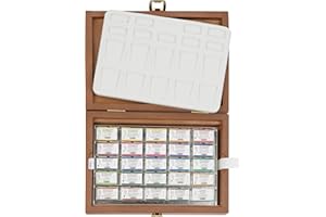 Schmincke – HORADAM AQUARELL Premium Farbkasten mit 24 feinsten Aquarellfarben, Porzellanpalette, 74524097, Holzkasten, 24 x 1/1 Näpfchen, Onetz