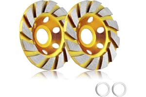 BUJINGYUN 2 Stück 10,2 cm Beton Stein Keramik Turbo Diamant Schleiftopf Schleifteller Schleifteller 12 Segs Heavy Duty Winkelschleifer Räder für Winkelschleifer (Gelb)