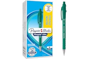 Paper Mate Flexgrip Ultra Retractable Ballpoint Pens | Medium Point (1.0mm) | Green | 12 Count