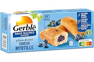 Gerblé Sans Sucres Ajoutés, Gâteau Fourré Saveur Myrtille, Sans Huile de Palme, 210270, 5 Sachets Individuels, 150 g