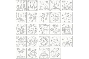SUMIND 24 Pieces Christmas Stencils Template Reusable Plastic Craft Painting Stencils for Painting Drawing Spraying Journal Template, Wood, Rocks and Walls Art, Christmas Card DIY Projects (Classic Pattern)