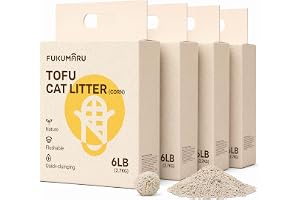 FUKUMARU Tofu Kattströ 10,8kg / 24L, Kattsand Naturligt Klumpbildande Majs- och Bönströ, Dammfritt, Biologiskt Nedbrytbart, Snabb Klumpbildning, Effektiv Luktkontroll, Kan Spolas Ner i Toaletten.
