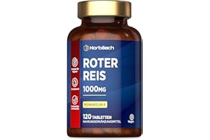 ‎HORBÄACH Fermentierter Roter Reis 1000mg | High in Monacolin K aus Monascus Purpureus | Fermentierter Monascus Purpureus | 120 Hochdosierte Tabletten | Vegane Red Yeast Rice | by Horbaach