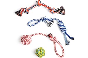 Fida 4 Pack Dog Toys for Small/Medium Dogs, Puppy Toys for Tug Of War | Chewing | Fetch Game, Natural Cotton Dog Rope Toy for Dental Health and Interactive Play