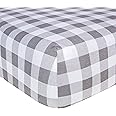 Burt's Bees Baby - Buffalo Check Fitted Crib Sheet, 100% Organic Crib Sheet for Standard Crib and Toddler Mattresses (Fog)