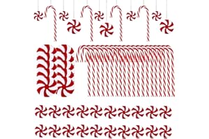 HIQE-FL Candy Cane laski cukrowe, do zawieszenia, ozdoby choinkowe, cukierki, akrylowa dekoracja na Boże Narodzenie (50 szt.)