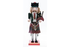 CLEVER CREATIONS Weihnachtlicher Nussknacker im Schotten-Look - mit Kilt & Dudelsack - Holz - Grün - 14“ (35,6 cm)