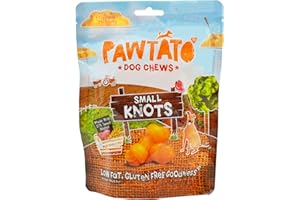 BENEVO Pawtato Vegan dog chews Small Knots. Natural rawhide alternative dog treat. Low fat, plant based, hypoallergenic, sweet potato chews, 150g