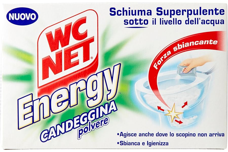 Wc Net - Energy Descaler, Anti-Limescale Detergent Powder for Toilet, Self-Cleaning Foam, 4 Bags x 1 Pack